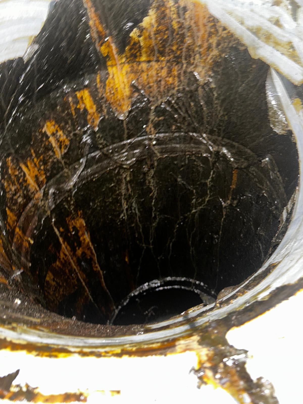 Contaminated extraction system before professional cleaning.