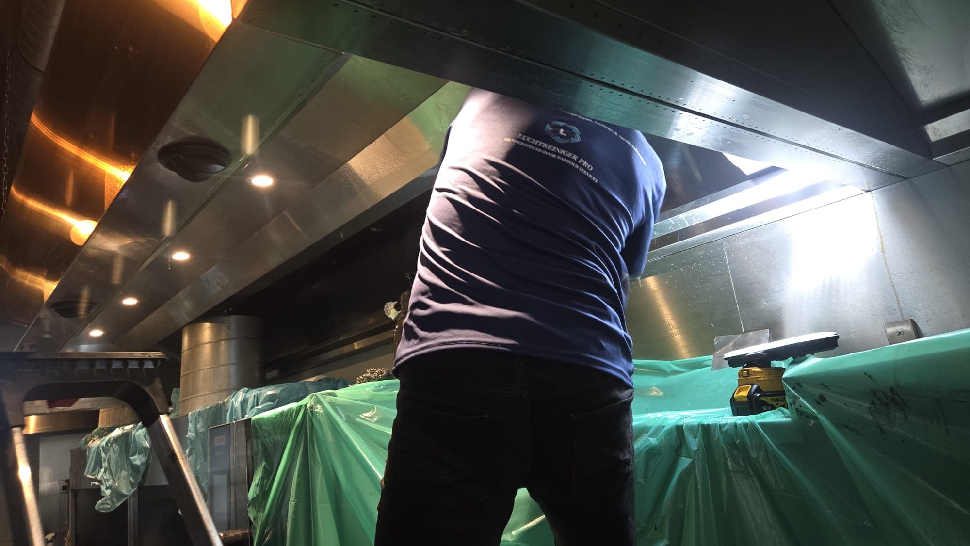 Kitchen ventilation cleaning in a hospitality location.